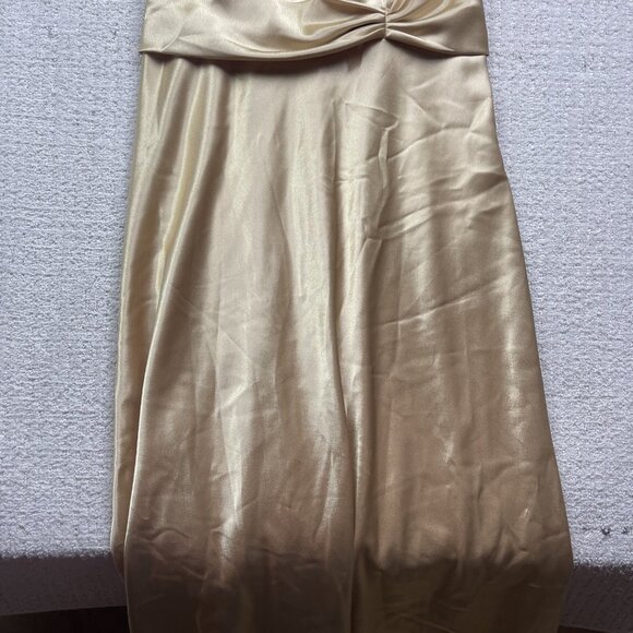 Vintage Aspeed Satin Gold Maxi Dress Women’s Size M Evening Gown Party Formal - Picture 4 of 12